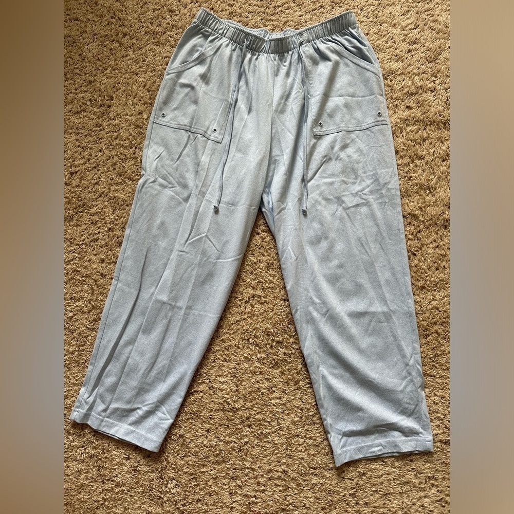C.O. Petites Pants Size PxL Blue Pull On Stretch Cotton Blend